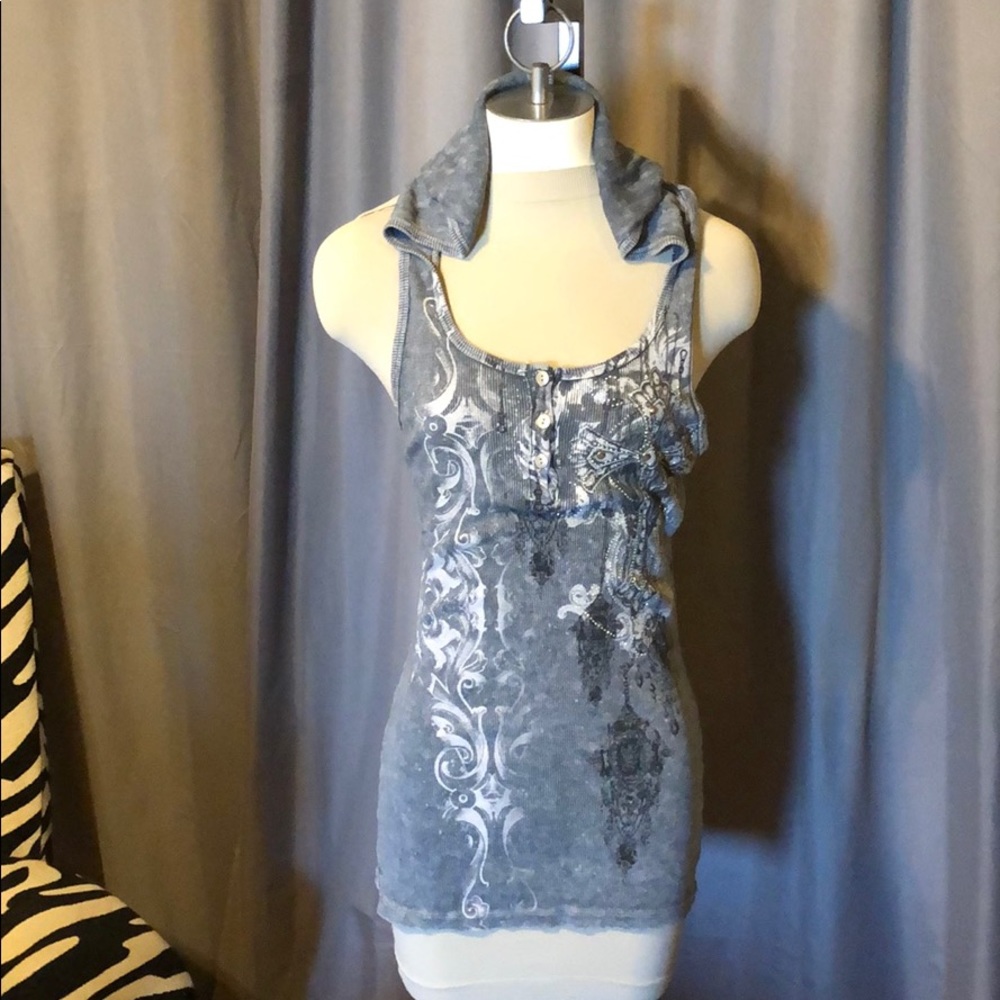 Vocal Large tank top with hoodie and bling